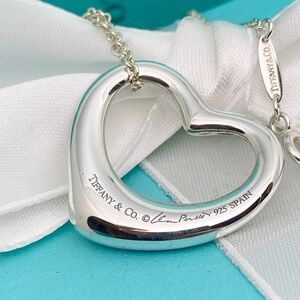 Tiffany & Co 27mm Elsa Peretti Open Heart Necklace 925 10.5g 18” w/box MSRP $850